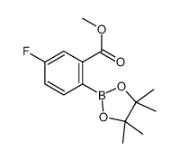 5-氟-2-(4,4,5,5-四甲基-1,3,2-二氧杂环戊硼烷-2-基)苯甲酸甲酯结构式