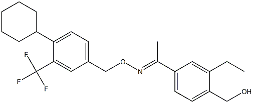 Ethanone, 1-[3-ethyl-4-(hydroxymethyl)phenyl]-,O-[[4-cyclohexyl-3-(trifluoromethyl)phenyl]methyl]oxime, (1E)- Structure