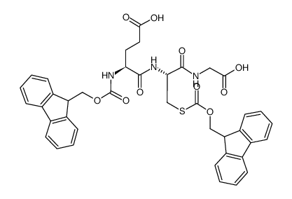 N-[S-[(9H-芴-9-基甲氧基)羰基]-N-[N-[(9H-芴-9-基甲氧基)羰基]-L-GAMMA-谷氨酰]-L-半胱氨酰]甘氨酸结构式