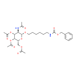 N-[6-[[3,4,6-三-O-乙酰基-2-(乙酰氨基)-2-脱氧-BETA-D-吡喃半乳糖基]氧基]己基]氨基甲酸苄酯结构式