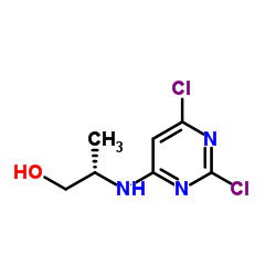 (S)-2-((2,6-dichloropyrimidin-4-yl)amino)propan-1-ol结构式