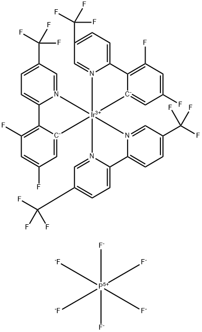[5,5''-双(三氟甲基)-2,2''-联吡啶-κN,κN]双[3,5-二氟-2-[5-(三氟甲基)-2-吡啶基-κN]苯基]铱六氟磷酸盐结构式