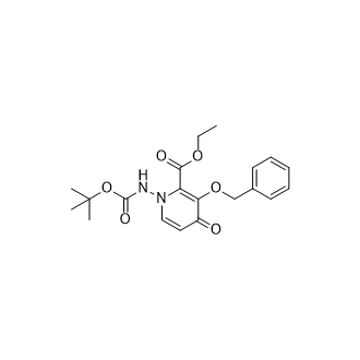 3-(苄氧基)-1-((叔丁氧基羰基)氨基)-4-氧代-1,4-二氢吡啶-2-羧酸乙酯结构式