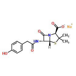 (2S,5β)-6α-[[(4-Hydroxyphenyl)acetyl]amino]-3,3-dimethyl-7-oxo-4-thia-1-azabicyclo[3.2.0]heptane-2β-carboxylic acid sodium salt picture