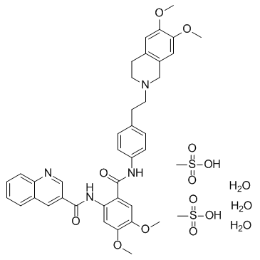 Tariquidar甲磺酸盐,水合物结构式