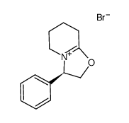 (R)-(-)-3-phenyl-2,3,5,6,7,8-hexahydrooxazolo[3,2-a]pyridin-4-ylium bromide结构式