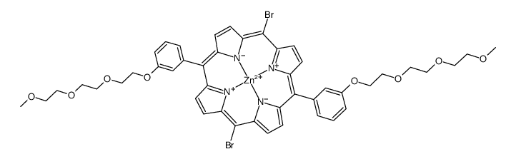 Dibromo zinc bis[3-[2-[2-(2-methoxyethoxy)ethoxy]ethoxy]phenyl]porphyrin structure