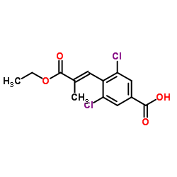 (E)-3,5-二氯-4-(3-乙氧基-2-甲基-3-氧代丙-1-烯-1-基)苯甲酸结构式