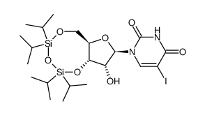 1-<3,5-O-(tetraisopropyldisiloxane-1,3-diyl)-β-D-ribofuranosyl>-5-iodouracil结构式