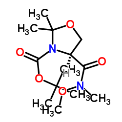 (S)-3-N-Boc-4-(甲氧基-甲基-氨基甲酰胺基)-2,2-二甲基噁唑烷结构式