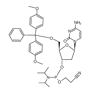 5'-O-(4,4'-dimethoxytrityl)-2'-deoxycytidine-3'-O-[(2-cyanoethyl)-N,N-diisopropylphosphoramidite] Structure