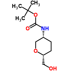 (顺式-6-(羟甲基)四氢-2H-吡喃-3-基)氨基甲酸叔丁酯结构式
