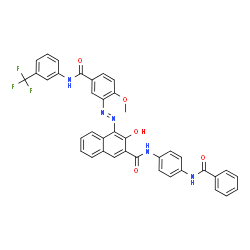 N-[4-(benzoylamino)phenyl]-3-hydroxy-4-[[2-methoxy-5-[[[3-(trifluoromethyl)phenyl]amino]carbonyl]phenyl]azo]naphthalene-2-carboxamide structure