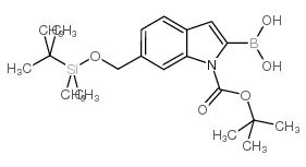 1H-Indole-1-carboxylic acid, 2-borono-6-[[[(1,1-dimethylethyl)dimethylsilyl]oxy]methyl]-, 1-(1,1-dimethylethyl) ester (9CI) Structure