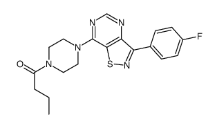 Piperazine, 1-[3-(4-fluorophenyl)isothiazolo[4,5-d]pyrimidin-7-yl]-4-(1-oxobutyl)- (9CI)结构式