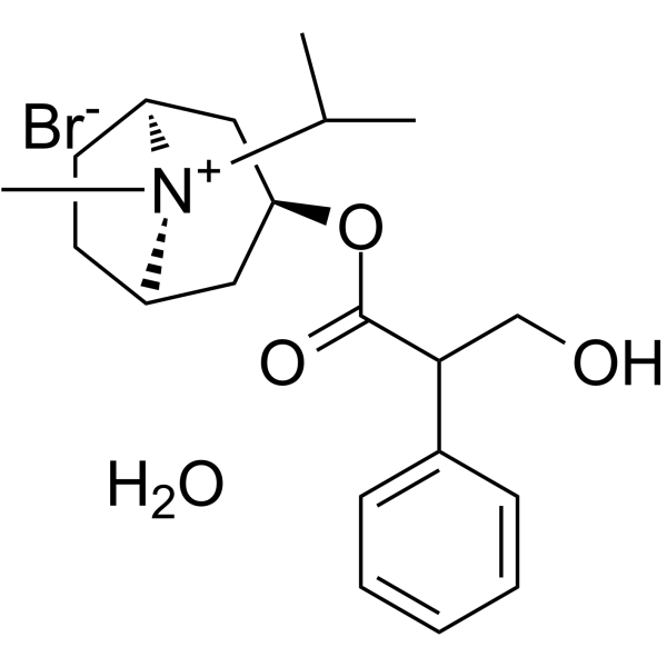 3-(3-Hydroxy-1-oxo-2-phenylpropoxy)-8-methyl-8-(1-methylethyl)-8-azoniabicyclo(3.2.1)octane bromide monohydrate structure