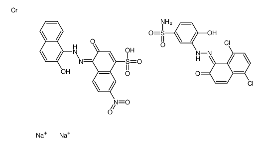 disodium,chromium,3-[(2Z)-2-(5,8-dichloro-2-oxonaphthalen-1-ylidene)hydrazinyl]-4-hydroxybenzenesulfonamide,(4Z)-4-[(2-hydroxynaphthalen-1-yl)hydrazinylidene]-7-nitro-3-oxonaphthalene-1-sulfonic acid Structure