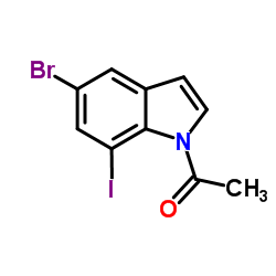 1-(5-Bromo-7-iodo-1H-indol-1-yl)ethanone结构式