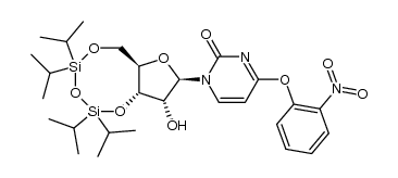 1-(3',5'-O-1,1,3,3-tetraisopropyl-1,3-disilyl)-β-D-ribofuranosyl-4-(2-nitrophenyl)-2-pyrimidinone Structure