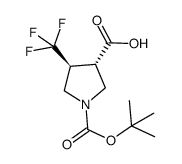 反-1-[(叔-丁氧基)羰基]-4-(三氟甲基)吡咯烷-3-羧酸结构式