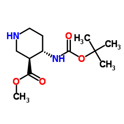 反式-4-Boc-氨基哌啶-3-甲酸甲酯结构式