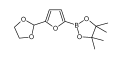 2-(5-[1,3]Dioxolan-2-yl-furan-2-yl)-4,4,5,5-tetramethyl-[1,3,2]dioxaborolane结构式