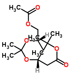 (4R-cis)-6-[(乙酰氧基)甲基]-2,2-二甲基-1,3-二氧六环-4-乙酸叔丁酯结构式