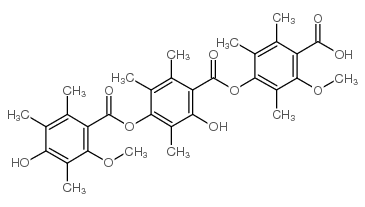 4-[2-hydroxy-4-(4-hydroxy-2-methoxy-3,5,6-trimethylbenzoyl)oxy-3,5,6-trimethylbenzoyl]oxy-2-methoxy-3,5,6-trimethylbenzoic acid Structure