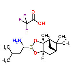 (aR,3aS,4S,6S,7aR)-Hexahydro-3a,8,8-trimethyl-alpha-(2-methylpropyl)-4,6-methano-1,3,2-benzodioxaborole-2-methanamine 2,2,2-trifluoroacetate structure