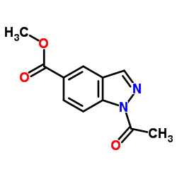 1-乙酰基-1H-吲唑-5-甲酸甲酯结构式