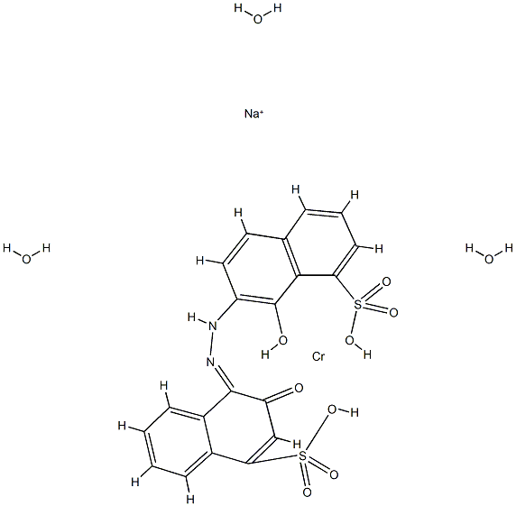 sodium triaqua[3-hydroxy-4-[(1-hydroxy-8-sulpho-2-naphthyl)azo]naphthalene-1-sulphonato(4-)]chromate(1-)结构式