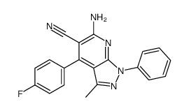 6-氨基-4-(4-氟苯基)-3-甲基-1-苯基-1H-吡唑并[3,4-b]吡啶-5-甲腈结构式