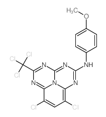 2-(p-anisidino)-7,9-dichloro-5-trichloromethyl-1,3,4,6,9b-pentaazaphenalene结构式