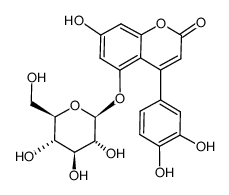 5-O-β-D-glucopyranosyl-7,3′,4′-trihydroxy-4-phenylcoumarin结构式