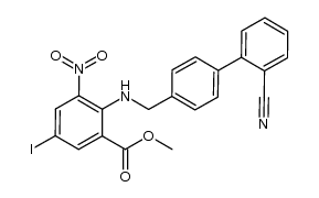 methyl 2-((2'-cyanobiphenyl-4-yl)methylamino)-5-iodo 3-nitrobenzoate结构式