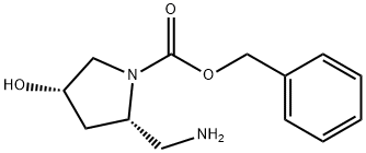 (2S,4S)-BENZYL2-(AMINOMETHYL)-4-HYDROXYPYRROLIDINE-1-CARBOXYLATE结构式