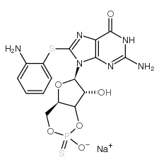 鸟苷3',5'-环状单磷酸酯,8-(2-氨基苯硫基)-钠盐结构式