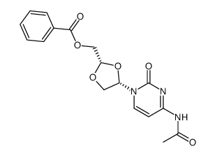 Benzoic acid (2S,4S)-4-(4-acetylamino-2-oxo-2H-pyrimidin-1-yl)-[1,3]dioxolan-2-ylmethyl ester结构式