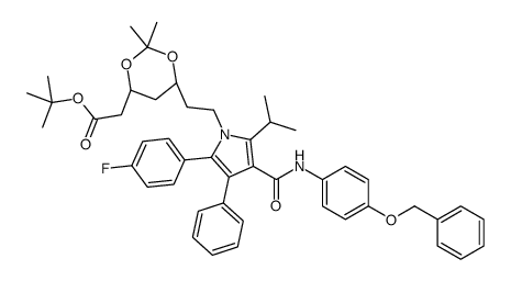 tert-butyl 2-[(4R,6R)-6-[2-[2-(4-fluorophenyl)-3-phenyl-4-[(4-phenylmethoxyphenyl)carbamoyl]-5-propan-2-ylpyrrol-1-yl]ethyl]-2,2-dimethyl-1,3-dioxan-4-yl]acetate结构式