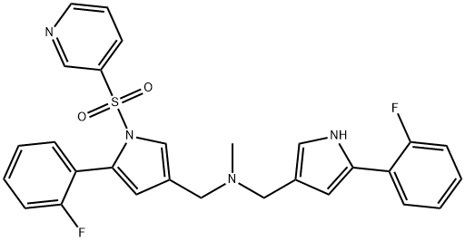 1H-Pyrrole-3-methanamine, 5-(2-fluorophenyl)-N-[[5-(2-fluorophenyl)-1H-pyrrol-3-yl]methyl]-N-methyl-1-(3-pyridinylsulfonyl)- Structure