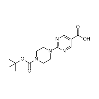2-(4-(叔丁氧基羰基)哌嗪-1-基)嘧啶-5-羧酸结构式