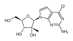 2-amino-4-chloro-7-[2-C-methyl-β-D-ribofuranosyl]-7H-pyrrolo[2,3-d]pyrimidine Structure