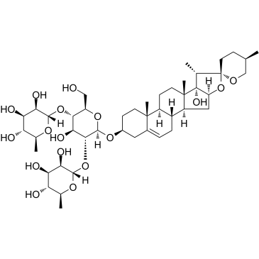 偏诺皂苷元-3β-O-α-L-吡喃鼠李糖基-(1→ 4 )-［O-α-L-吡喃鼠李糖基-( 1→2) ］-O-β-D-吡喃葡萄糖苷结构式