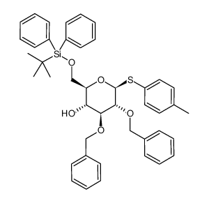 B-D-GLUCOPYRANOSIDE,4-METHYLPHENYL6-O-[(1,1-DIMETHYLETHYL)DIPHENYLSILYL]-2,3-BIS-O-(PHENYLMETHYL)-1-THIO- Structure