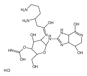 [(2R,3R,4S,5R,6R)-6-[[(3aS,7R,7aS)-7-hydroxy-4-oxo-1,3a,5,6,7,7a-hexahydroimidazo[4,5-c]pyridin-2-yl]amino]-5-[[(3S)-3,6-diaminohexanoyl]amino]-4-hydroxy-2-(hydroxymethyl)oxan-3-yl] carbamate,hydrochloride Structure