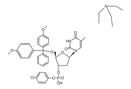 3'-Thymidylic acid, 5'-O-[bis(4-methoxyphenyl)phenylmethyl]-, mono(4-chlorophenyl) ester, compd. with N,N-diethylethanamine (1:1)结构式