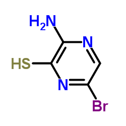3-amino-6-bromopyrazine-2-thiol structure