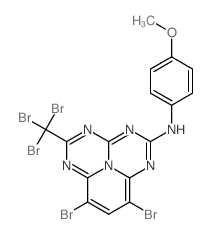 2-(p-anisidino)-7,9-dibromo-5-tribromomethyl-1,3,4,6,9b-pentaazaphenalene结构式