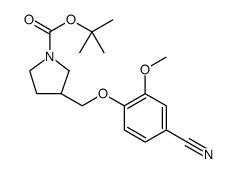 1-Pyrrolidinecarboxylic acid, 3-[(4-cyano-2-methoxyphenoxy)methyl]-, 1,1-dimethylethyl ester Structure