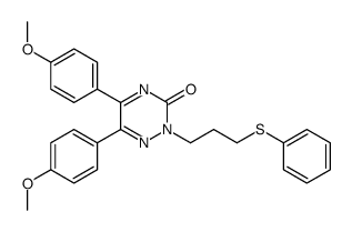 5,6-bis(4-methoxyphenyl)-2-(3-phenylsulfanylpropyl)-1,2,4-triazin-3-one结构式